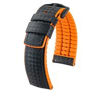 HIRSCH Herren Performance Uhrenarmband Modell Ayrton 24 mm Schwarz/orange