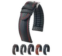 HIRSCH Herren Performance Uhrenarmband Modell George 20 mm Schwarz/rot