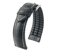 HIRSCH Herren Performance Uhrenarmband Modell George 20 mm Schwarz/weiß