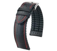 HIRSCH Herren Performance Uhrenarmband Modell George 24 mm Schwarz/rot
