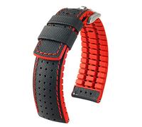 HIRSCH Herren Performance Uhrenarmband Modell Robby 22 mm Schwarz/rot