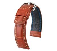 HIRSCH Herren Uhrenarmband Alligator Style Modell Grand Duke 18 mm (Goldbraun)