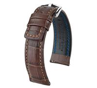 HIRSCH Herren Uhrenarmband Alligator Style Modell Grand Duke 22 mm Braun