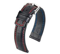 HIRSCH Unisex Alligator Style Uhrenarmband Modell Grand Duke Größe Uhr 24 mm/Schließe 22 mm, Farbe Schwarz/rot