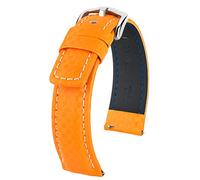 HIRSCH Herren Uhrenarmband Karbon Style Modell Carbon Größe Uhr 22 mm/Schließe 20 mm, Farbe Orange