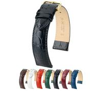 Hirsch Lederarmband für Uhren Crocograin M 20 mm Schwarz 12302850-1-20