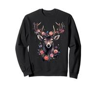 Hirsch mit Rosen Blumen Tracht Ersatz Dirndl Sweatshirt
