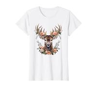 Hirsch mit Rosen Blumen Trachten Trachtenhemd Dirndl Damen T-Shirt