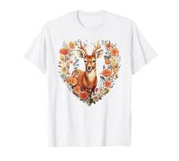 Hirsch mit Rosen Blumen Trachten Trachtenhemd Dirndl Damen T-Shirt