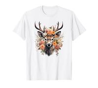 Hirsch mit Rosen Blumen Trachten Trachtenhemd Dirndl Damen T-Shirt