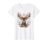 Hirsch mit Rosen Blumen Trachtenhemd Dirndl Damen T-Shirt