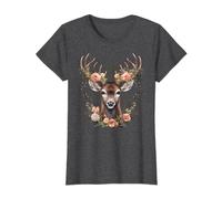 Hirsch mit Rosen Blumen Trachtenhemd Dirndl Damen T-Shirt