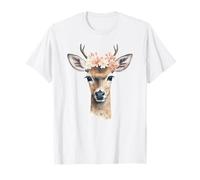 Hirsch mit Rosen Blumen Trachtenhemd Dirndl Damen T-Shirt