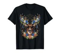 Hirsch mit Rosen Blumen Trachtenhemd Dirndl Oktoberfest T-Shirt