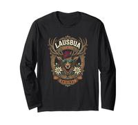 Hirsch Mit Trachtenhut Sonnenbrille Biker Retro Langarmshirt