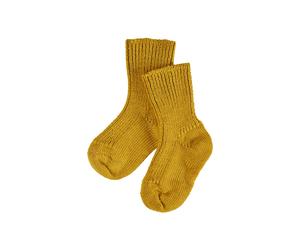 Hirsch Natur Baby und Kinder Socken Bio-Schurwolle Grobstrick curry Gr.21-22