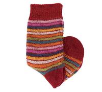 Hirsch Natur, Baby und Kinder Vollplüsch Ringelsocken, 100% Wolle (kbT) (15-17, Rot (Ringel))