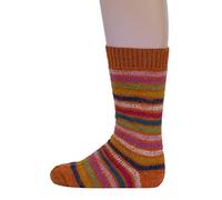 Hirsch Natur, Baby und Kinder Vollplüsch Ringelsocken, 100% Wolle (kbT) (23-24, Orange (Ringel))