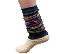 Hirsch Natur, Bein Stulpen/Wärmer, 100% Wolle (kbT) (Jeans/Bund geringelt)