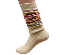 Hirsch Natur, Bein Stulpen/Wärmer, 100% Wolle (kbT) (Natur/Bund geringelt)