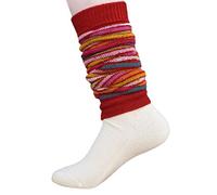 Hirsch Natur, Bein Stulpen/Wärmer, 100% Wolle (kbT) (Rot/Bund geringelt)