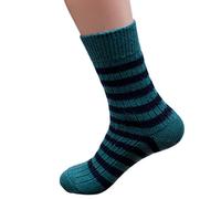 Hirsch Natur, Blockstreifen Socken mittelschwer, 100% Wolle (kbT) (36-37, Türkis/Marine)