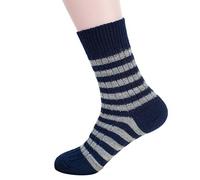 Hirsch Natur, Blockstreifen Socken mittelschwer, 100% Wolle (kbT) (38/39, Marine/Grau)