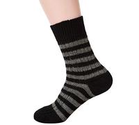 Hirsch Natur, Blockstreifen Socken mittelschwer, 100% Wolle (kbT) (38/39, Schwarz/Anthrazit)