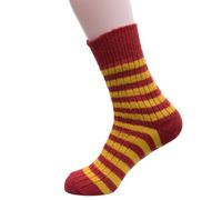 Hirsch Natur, Blockstreifen Socken mittelschwer, 100% Wolle (kbT) (Mohn/Goldnugget, 47-48)