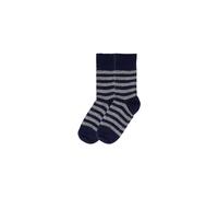 Hirsch Natur Damen Socken Bio-Schurwolle marine-grau geringelt Gr. 38-39