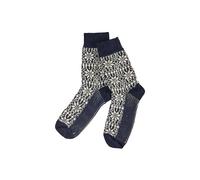 Wollsocken Sternmuster, 100% Wolle (kbT), Hirsch Natur, Blau/Natur, 42-43