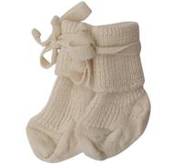 Hirsch Natur Erstlingssocken, Neugeborene Babysocken mit Bindeband, 100% Wolle, Hellblau (Natur)