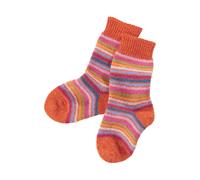 Hirsch Natur Kinder Socken Bio-Schurwolle Rainbow mango Gr.25-26