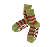 Hirsch Natur Kinder Stoppersocken Bio-Schurwolle maigrün-geringelt Gr.18-20