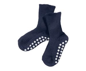 Hirsch Natur Kinder Stoppersocken Bio-Schurwolle marine Gr.25-26