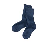 Hirsch Natur Kindersocken Bio-Schurwolle Plüsch melange-blau Gr.29-30