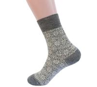 Hirsch Natur, Merino Feinstrick Norwegermuster Socken, 100% Wolle (kbT) (Grau/Natur, 47-48