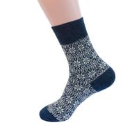 Hirsch Natur, Merino Feinstrick Norwegermuster Socken, 100% Wolle (kbT) (Jeans/Natur, 44-46)