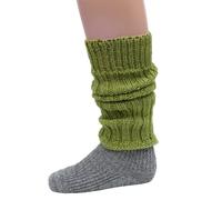 Hirsch Natur, Merino Kinder Beinstulpen Grobstrick, 100% Schurwolle (kbT) Maigrün