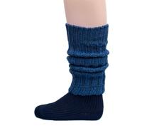 Hirsch Natur, Merino Kinder Beinstulpen Grobstrick, 100% Schurwolle (kbT) (Tweedmarine)