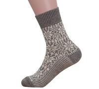 Hirsch Natur Unisex-Wollsocken 'Norweger Sternenmuster' hellgrau/natur, Gr. 47/48