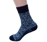 Hirsch Natur, Merino Socken Sternmuster, 100% Wolle (kbT) (Marine/Sky, 36-37)
