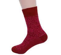Hirsch Natur, Merino Socken Sternmuster, 100% Wolle (kbT)(Mohn/Himbeer, 42-43)