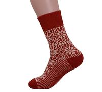 Hirsch Natur Unisex-Wollsocken "Norweger Sternenmuster" rot/natur, Gr. 42/43