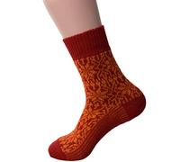 Hirsch Natur, Merino Socken Sternmuster, 100% Wolle (kbT) (Rot/Orange, 42-43)