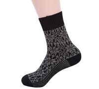 Hirsch Natur, Merino Socken Sternmuster, 100% Wolle (kbT) (Schwarz/Anthrazit, 44-46)
