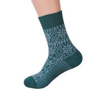 Hirsch Natur, Merino Socken Sternmuster, 100% Wolle (kbT) (Türkis/Opal, 44-46)