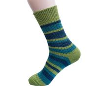 Hirsch Natur, Mittelschwere Merino Ringelsocke, 100% Wolle (bio) (Mai/Jeans/Petrol, 40-41)