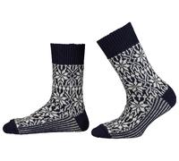 Hirsch Natur Unisex-Wollsocken 'Norweger Sternenmuster' blau/natur, Gr. 47/48