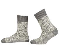 Hirsch Natur Unisex-Wollsocken 'Norweger Sternenmuster' hellgrau/natur, Gr. 38/39